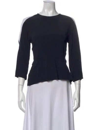 Pre-owned Sandro Crew Neck Three-quarter Sleeve Top In Blue