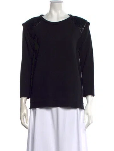 Pre-owned Sandro Crew Neck Three-quarter Sleeve Top In Blue