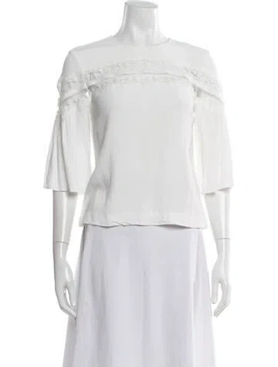 Pre-owned Sandro Crew Neck Three-quarter Sleeve Top In Neutral
