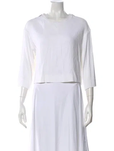 Pre-owned Sandro Crew Neck Three-quarter Sleeve Top In White