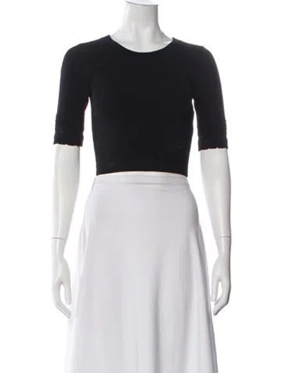Pre-owned Sandro Crew Neck Three-quarter Sleeve Top In White