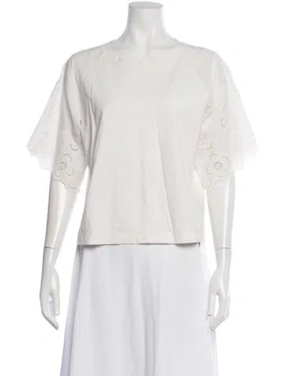 Pre-owned Sandro Crew Neck Three-quarter Sleeve T-shirt In Neutrals/white