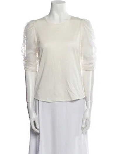 Pre-owned Sandro Crew Neck Three-quarter Sleeve T-shirt In White