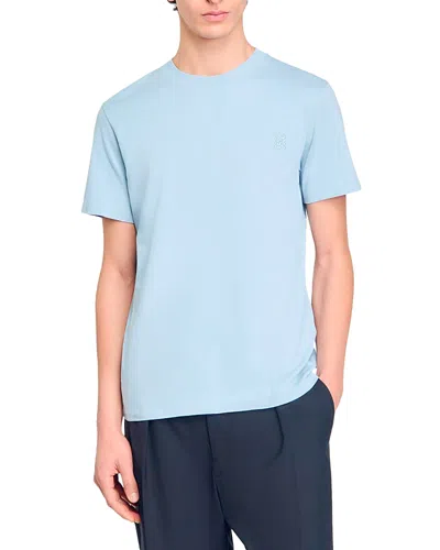 Sandro Crewneck Logo Tee In Blue Sky