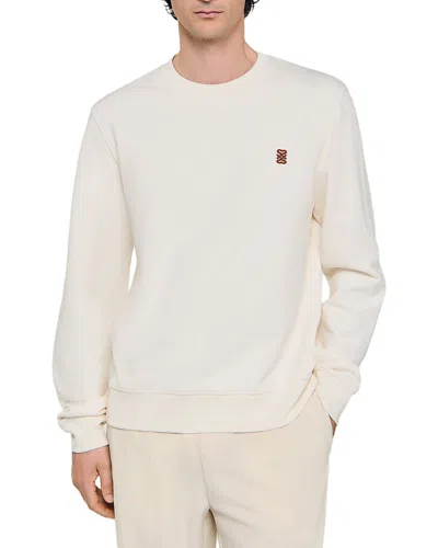 Sandro Crewneck Patch Logo Sweatshirt In Neutral
