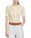 Sandro Pointelle-knit Short-sleeve Sweater In Light Yellow