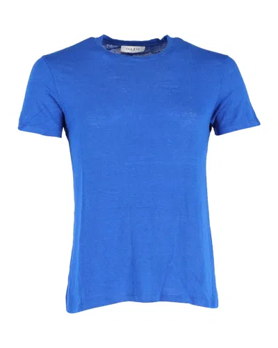 Sandro Crewneck T-shirt In Blue Linen