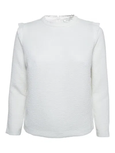 Pre-owned Sandro Crew-neck Top In White