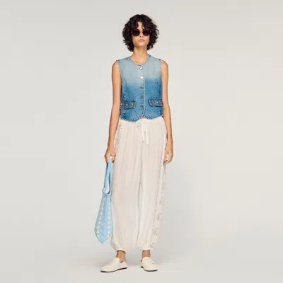 Sandro Crinkled Balloon Pants In White
