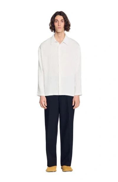 Sandro Fw26 Crinkled Loose Fit Shirt In White