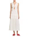 Sandro Tourterelle Crinkled Maxi Dress In Ecru