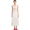 Sandro Tourterelle Crinkled Maxi Dress In Ecru