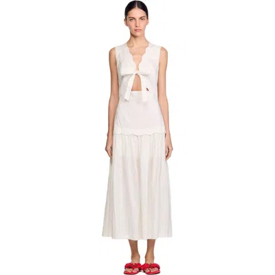 SANDRO SANDRO CRINKLED MAXI DRESS WITH BOW