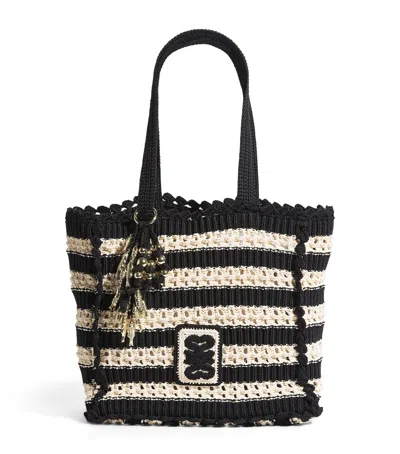 Sandro Crochet Baleares Tote Bag In Beige
