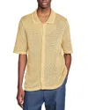 Sandro Crochet Classic Fit Button Down Shirt In Nut