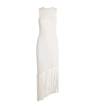 SANDRO CROCHET FRINGED MIDI DRESS