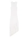 Sandro Heloise Asymmetric Fringe-trim Midi Dress In White
