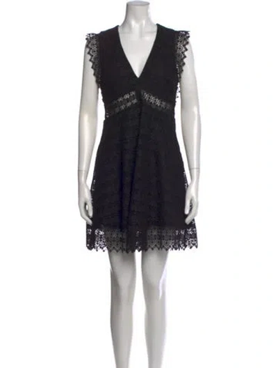 Pre-owned Sandro Crochet Mini Dress In Black