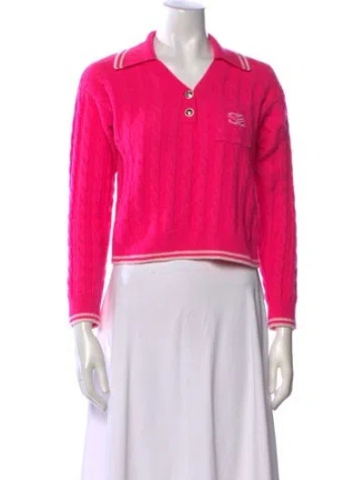 Pre-owned Sandro Crochet Open Front Sweater In Pink