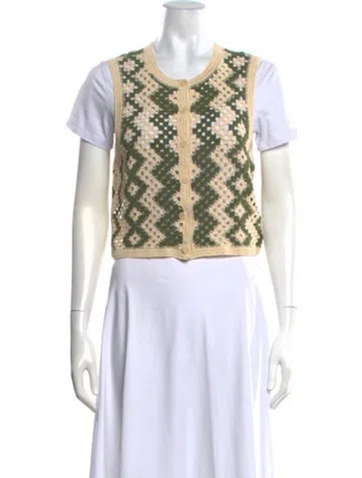 Pre-owned Sandro Crochet Patterned Sweater In Neutrals