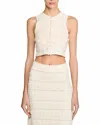 Sandro Crochet Detail Sweater In Ecru