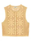 Sandro Loulou Floral Crochet Sleeveless Cardigan In Yellow