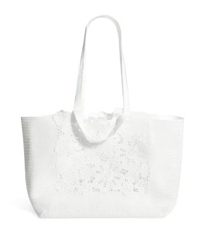 Sandro Crochet Tote Bag In Beige