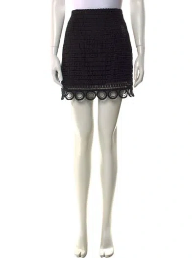 Pre-owned Sandro Crochet Trim Mini Skirt In Black