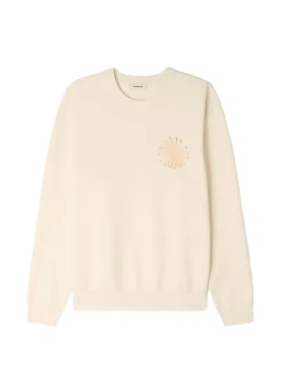 Sandro Crochet-flower Crew-neck Sweatshirt In Neutral