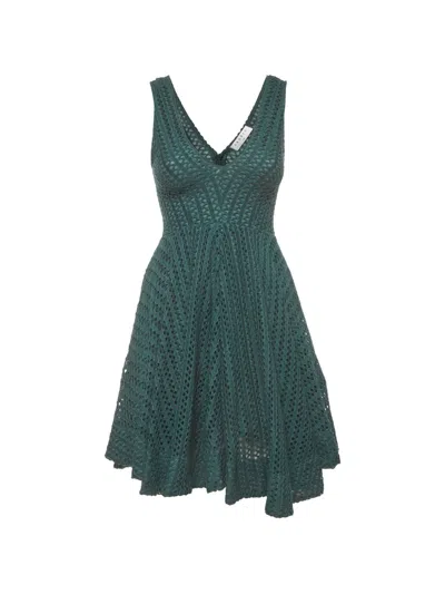 Pre-owned Sandro Crochet-knit Midi Dress In Green