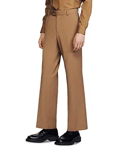 Sandro Croisse Oversized Suit Trousers In Camel