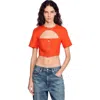 Sandro Linen-blend Tailored Cut-out Top In Orange