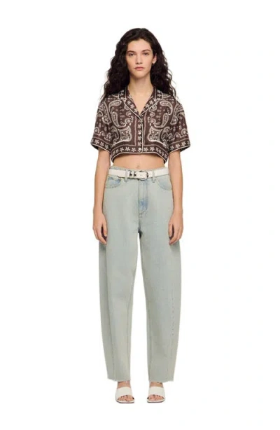Sandro Cropped Bandana Print Shirt In Multi