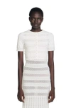 Sandro Womens Ecru Beaded Cropped Knitted Cardigan In White