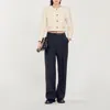 Sandro Cropped Bouclé Wool Jacket In White