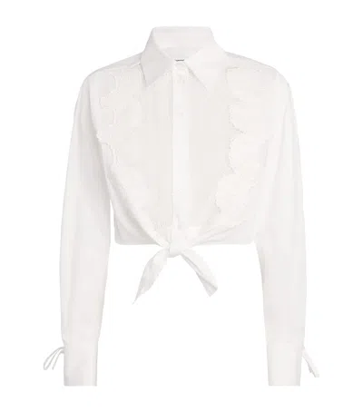Sandro Cropped Broderie Anglaise Shirt In Neutral