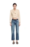 Sandro Cropped Buttoned Jacket In Sand