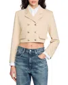 Sandro Alessandrie Double-breasted Cropped Blazer In Sand