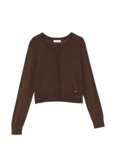Sandro Cropped Button-fastening Cardigan In Brown