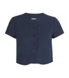 Sandro Buttoned Cropped Top In Blue