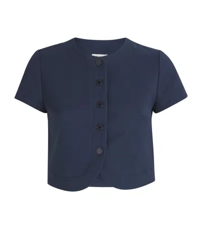 Sandro Cropped Cardigan In Blue