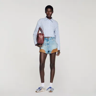 Sandro Cropped Checked Shirt