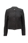 Sandro Cropped Corduroy Blazer In Black Viscose In Black