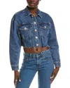 Sandro Cropped Denim Jacket In Blue