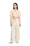 Sandro Cropped Gathered Shirt In Ecru