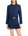 Sandro Womens Contrast-collar Cropped Stretch-woven Jacket Navy Blue In Blue
