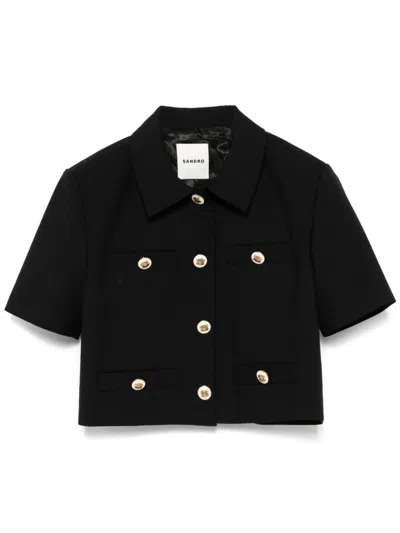Sandro Cropped Jacket In Black