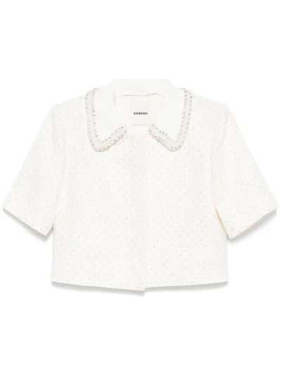 Sandro Cropped Jacket In White
