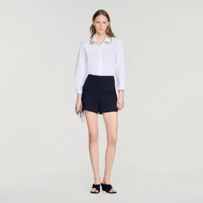 Sandro Cropped Jewel Collar Shirt In White