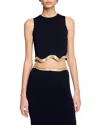 Sandro Cropped Sweater With Chain Detail In Black